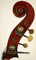 Upright German double bass scroll